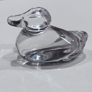 Atlantis Full Lead Crystal Duck Paperweight Glass Art Signed 3.5” W x 2.5” H
